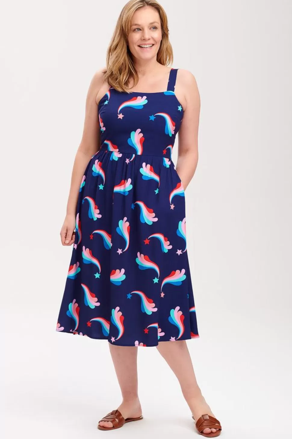 Sugarhill Brighton Midi- Francine Sundress In Star Flourish