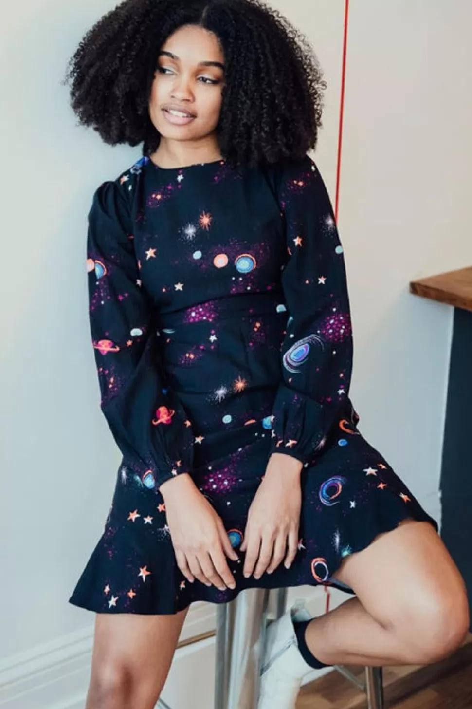 Sugarhill Brighton Mini- Juliette Dress - Black, Colourful Universe