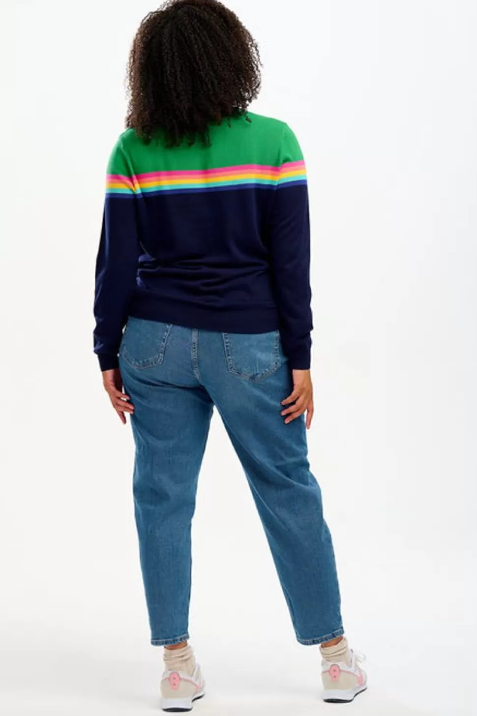 Sugarhill Brighton Sweaters- Rita Jumper - Navy/Green, Rainbow Split