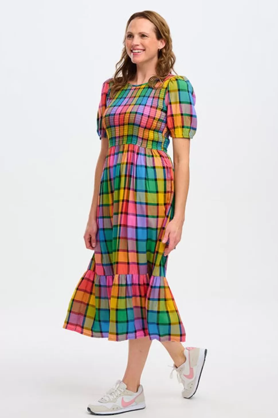 Sugarhill Brighton Midi- Yolanda Midi Dress Rainbow Check